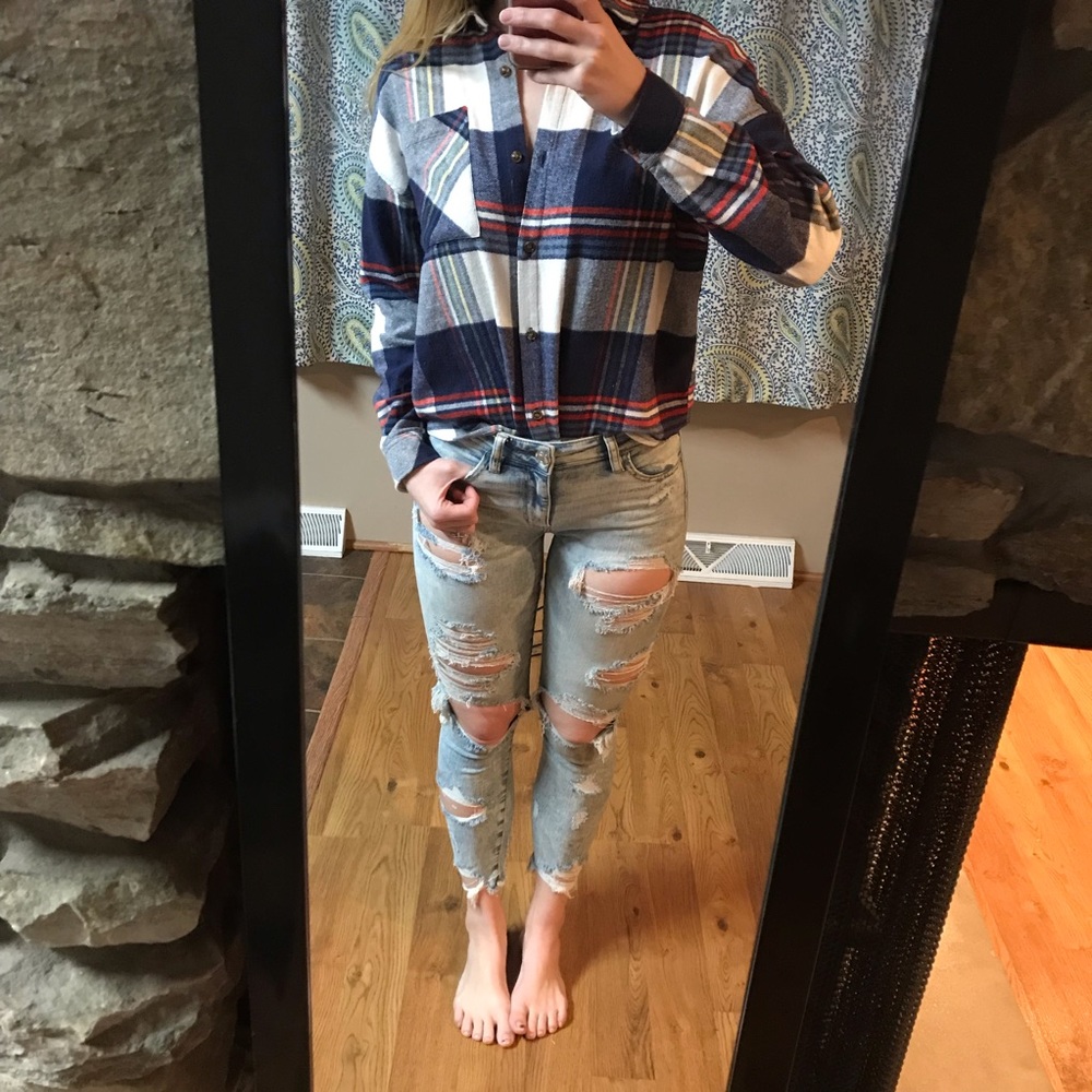 Pink Rose✨ Cropped Plaid Flannel✨